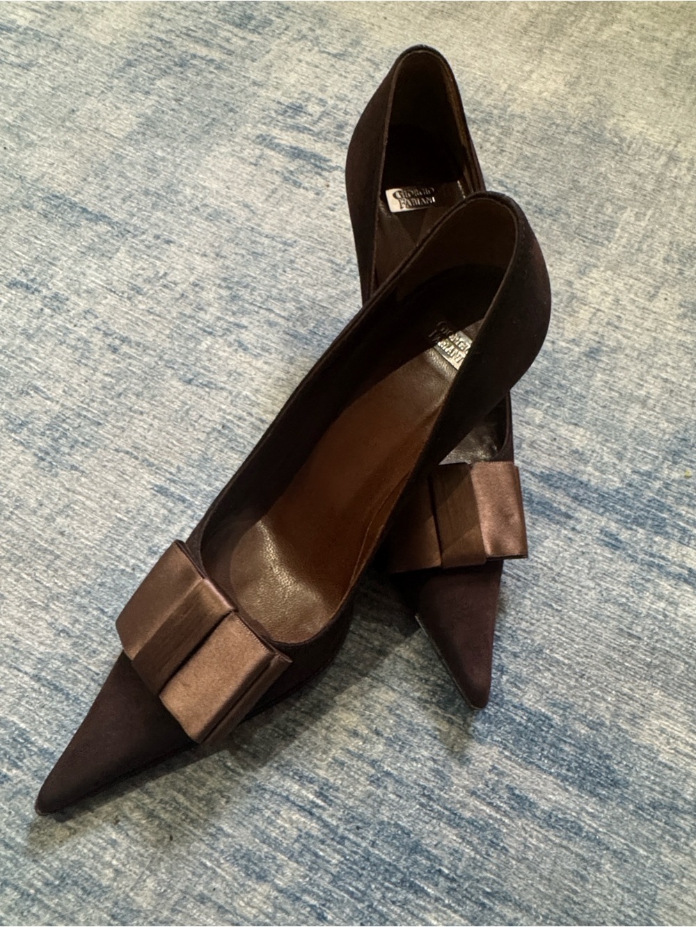 Giorgio Fabiani Suede Pointed Toe Bow Pumps - Brown